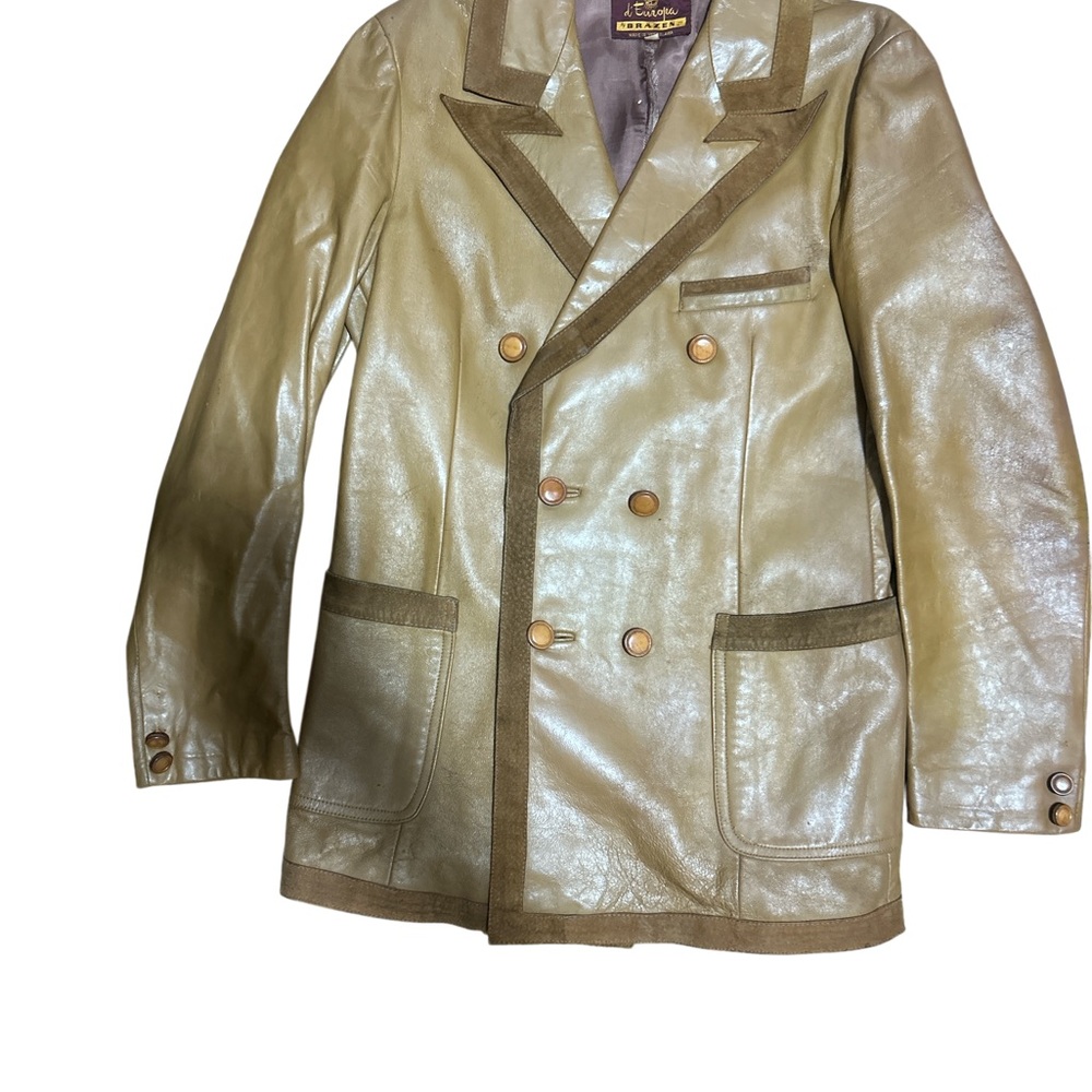 Vintage 70’s Leather Western Ranch Blazer Jacket Mens 40R Medium Marlboro Style - Picture 11 of 16